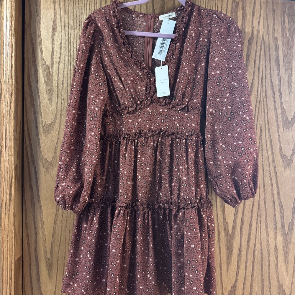 Elegant Brown Floral Dress
